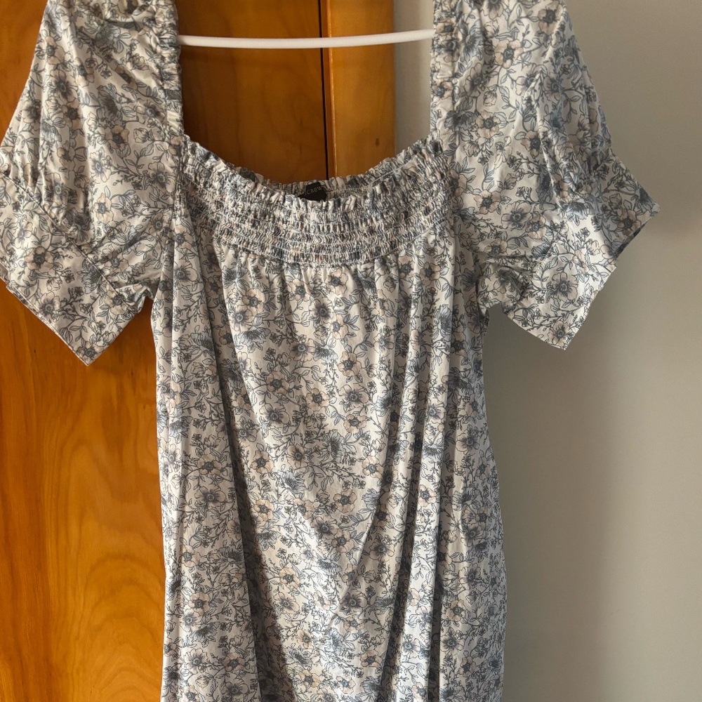 J.Crew Floral Smocked Neckline Dress - Size L